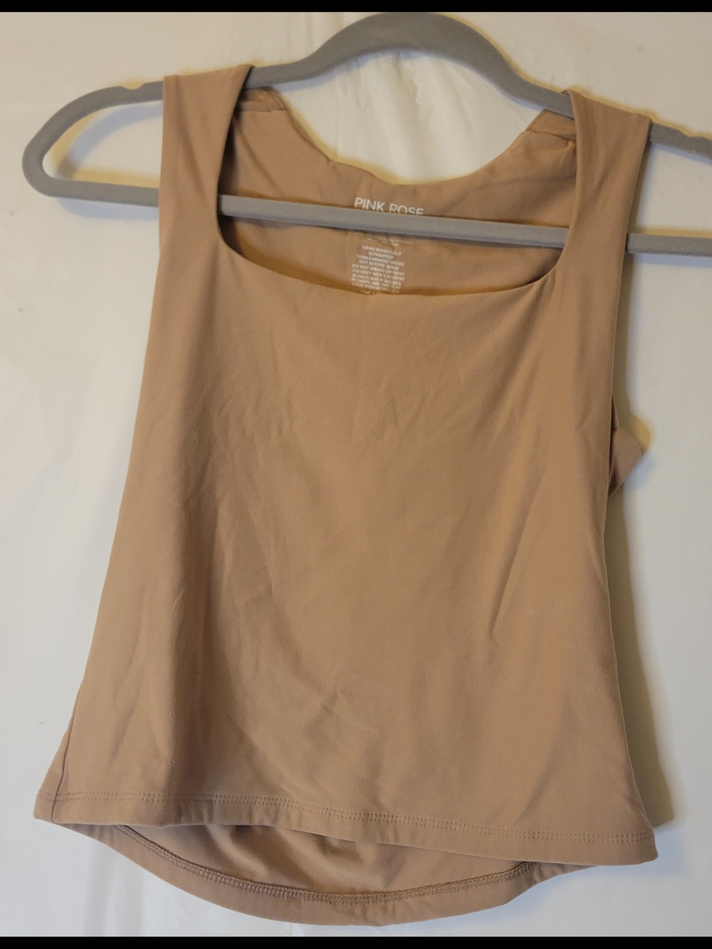 Pink Rose Tank Top in Beige Taupe
